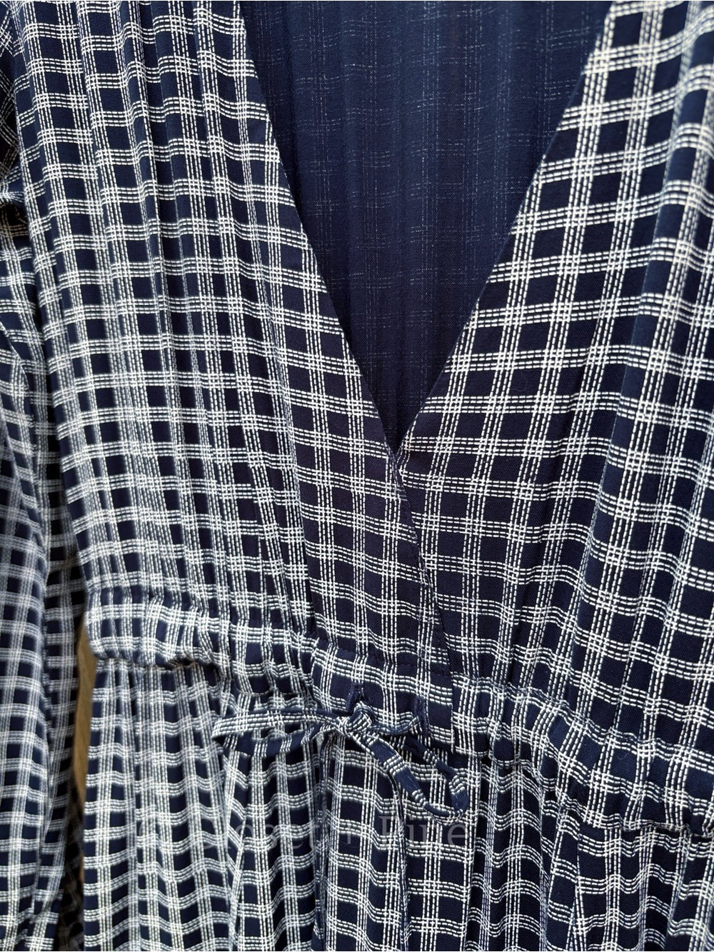 Christy Dawn Audrey Maxi Dress Navy Blue Check Plaid Size Small - Picture 8 of 17